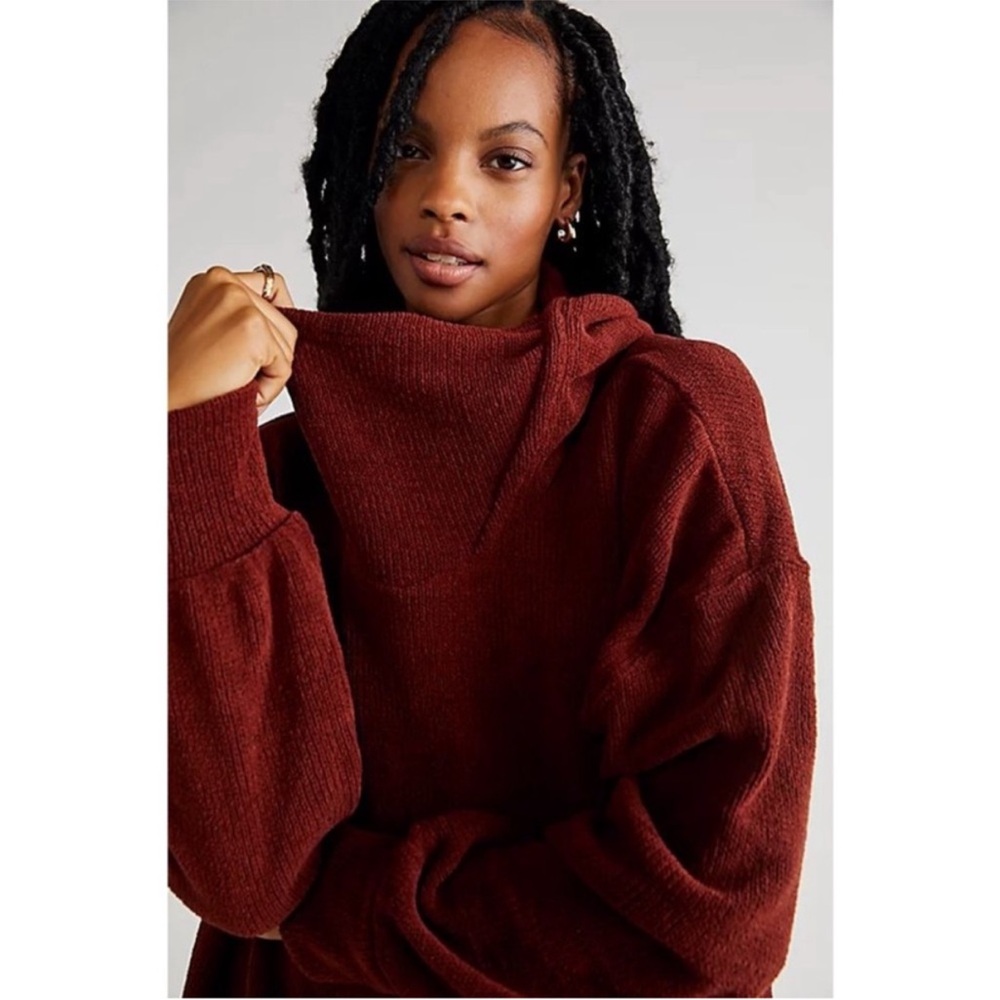 FP BEACH/FREE PEOPLE Everywhere Knit Hoodie Turtleneck Sweater